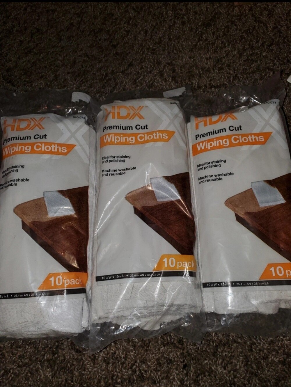 3 Pks White Premium Cut Wiping Cloths